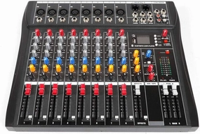 Professional 8 Channel Mixing Console Audio Mixer Bluetooth Digital USB MP3 Input 48V Phantom Power Stereo DJ Studio Audio Sound Mixer Console AC 110V mixer console,audio mixing desk,DJ console,