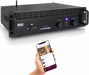 Professional Audio Bluetooth Power Amplifier - 2-Channel Rack Mount Bridgeable, LED Indicators, Shockproof Binding Posts, Cooling Fans 1000 Watt - Pyle PTA1000 power amplifier,stereo amp,hi-fi power amp,