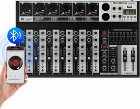Professional Audio Mixer,6 Channel Audio Interface Sound Board Mixing Console System with Monitor,16 DSP DJ Bluetooth Mixer Reverb Effect  48V Phantom For Karaoke Studio Streaming Recording audio interface,USB interface,music recording input,