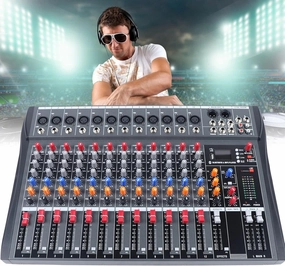Professional Audio Mixer Sound Board Console,12 Channel Studio Audio Mixer,Bluetooth USB Live Studio Audio Mixing Power Mixing Amplifier Studio Audio DJ KTV Mixing Console USB Slot balanced output player,audiophile player,hi-res digital player,