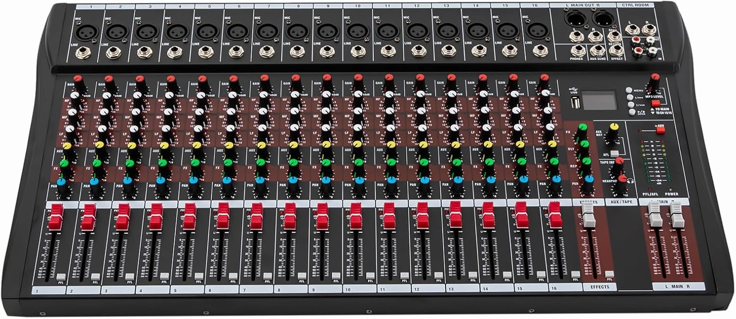 Professional Audio Mixer Sound Board Console, 16 Channel Bluetooth Live Studio Audio Mixer Live Studio Mixing Console 110V Studio Mixing Console Board mixer console,audio mixing desk,DJ console,