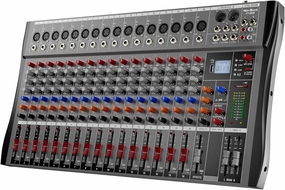 Professional DJ Audio Mixer,NEW BAXS 16 Channel DJ Bluetooth Controller Sound Mixer,USB Interface,16 XLR Mic/Line Input,AUX,FX Processor MP3 Player, 48V Phantom For Karaoke Studio Streaming Recording balanced output player,audiophile player,hi-res digital 
