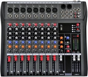 Professional Sound Board Console System 8-Channel Sound Mixing Board USB Pro Studio DJ Sound Controller Voice Mixing Sound Mixing Console Music Recording Equipment for Stage Performance Bar Home Party mixer console,audio mixing desk,DJ console,