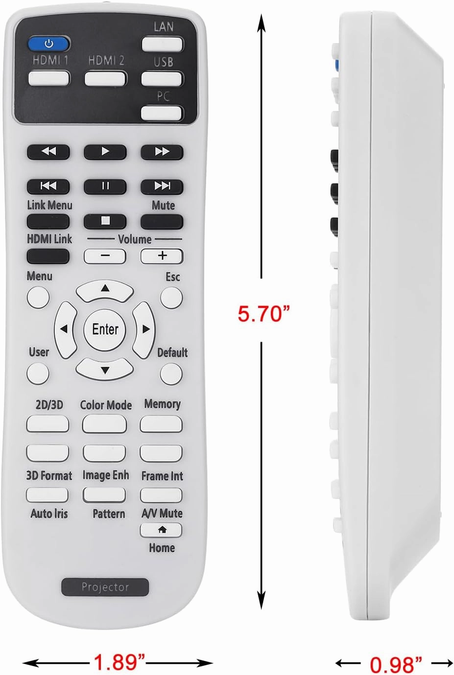 Projector Remote Control 2181830 for Epson Home Cinema 2100 2150, EH-TW5400 EH-TW5600 EH-TW5650 H850B H850C H851A H851B H851C H852A H852B H852C Projector Remote Controller Replacement