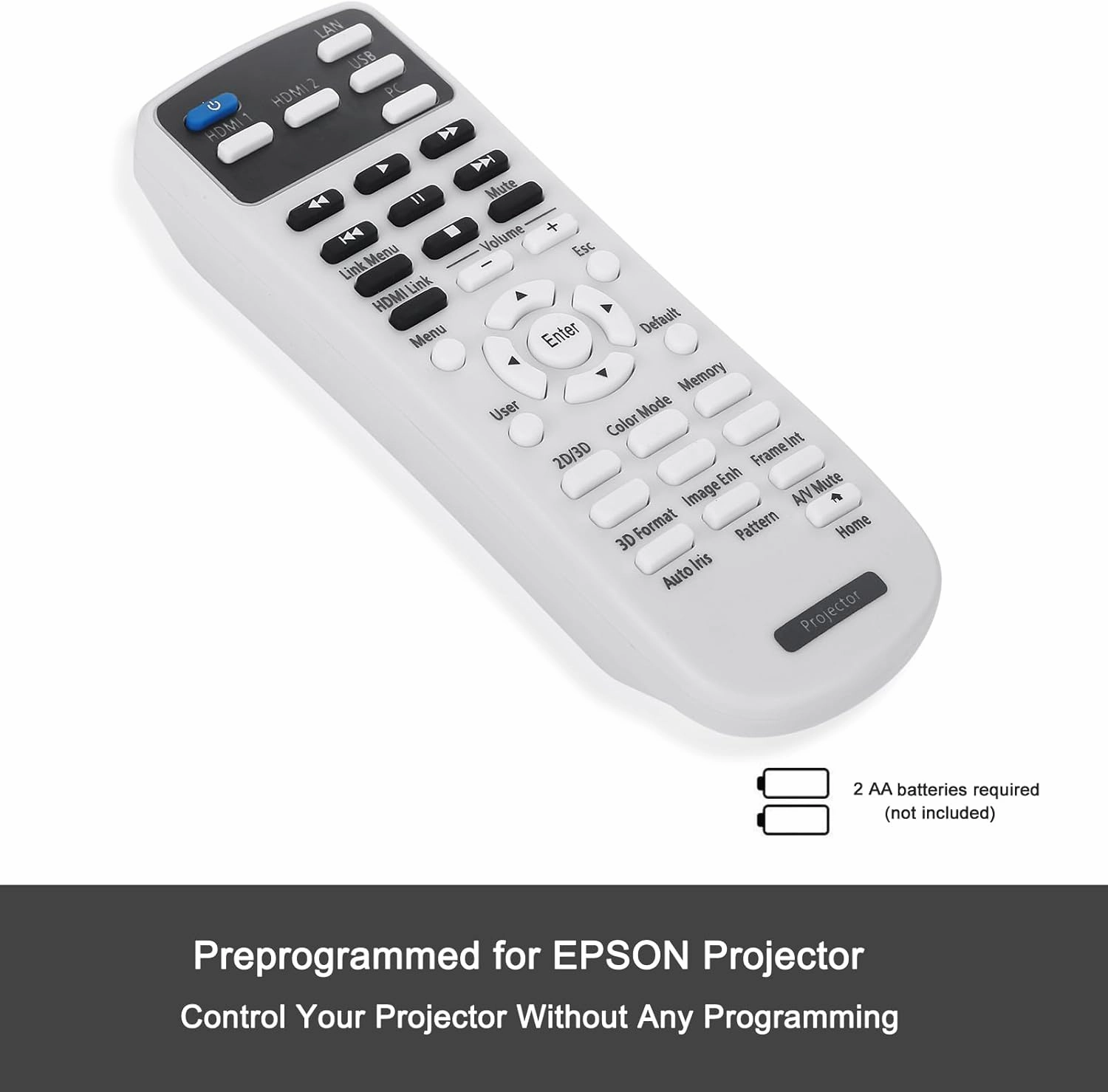 Projector Remote Control 2181830 for Epson Home Cinema 2100 2150, EH-TW5400 EH-TW5600 EH-TW5650 H850B H850C H851A H851B H851C H852A H852B H852C Projector Remote Controller Replacement