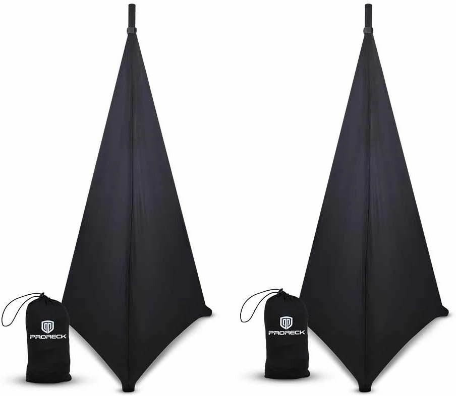 PRORECK Speaker Stand Cover Tripod Stand Skirt Skrim 360 Degree Cover Black x 2 speaker stands,monitor stands,floor speaker holders,