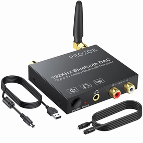PROZOR 192KHz Digital to Analog Audio Converter, Bluetooth Audio Adapter with Bluetooth 5.0 Receiver, DAC Optical Coaxial Toslink to Stereo L/R RCA 3.5mm Audio Adapter, for HDTVs Smartphones Tablets DAC,USB audio converter,digital to analog converter,