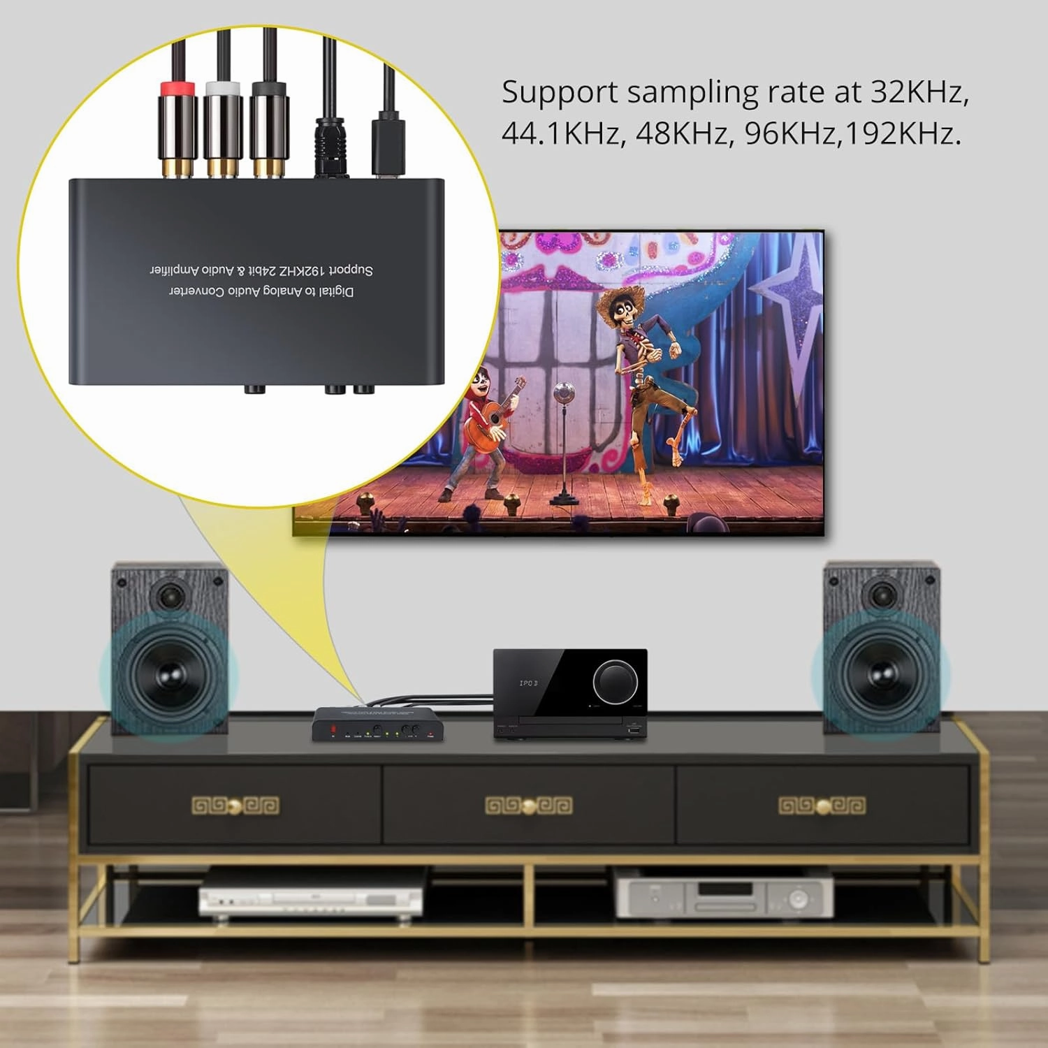 PROZOR 192KHz Digital to Analog Audio Converter Digital Toslink Coaxial SPDIF Optical Input RCA 3.5mm Output Converter with Volume Adjustable Remote Control