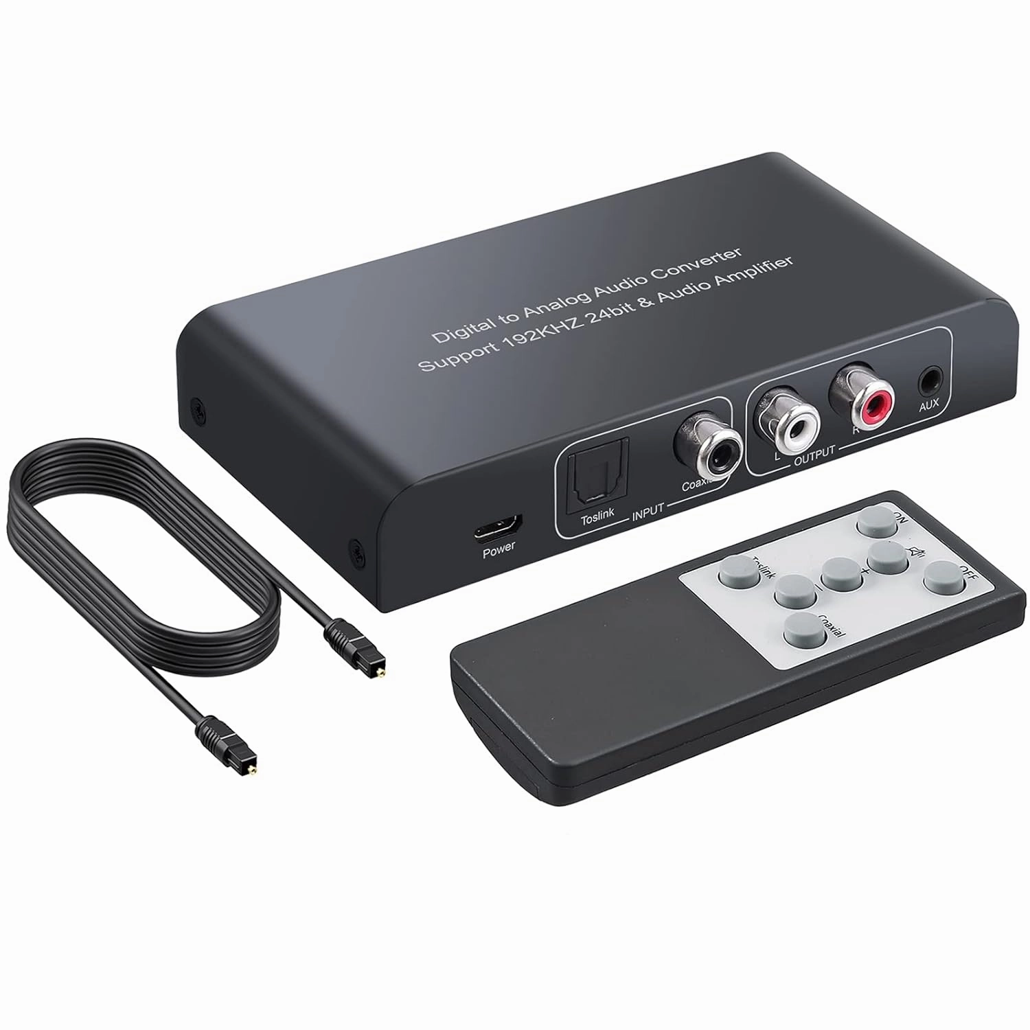 PROZOR 192KHz Digital to Analog Audio Converter Digital Toslink Coaxial SPDIF Optical Input RCA 3.5mm Output Converter with Volume Adjustable Remote Control DAC,USB audio converter,digital to analog converter,