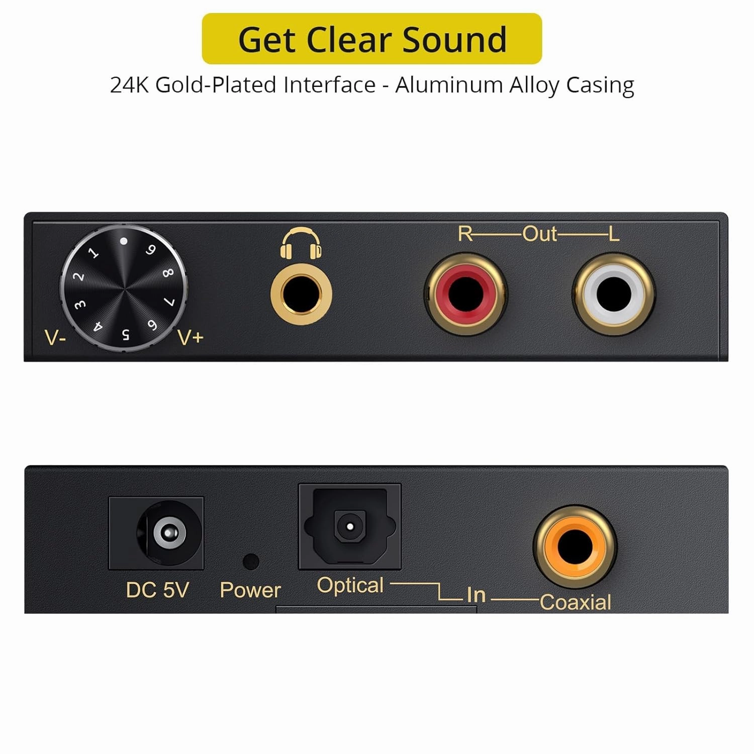 PROZOR 192kHz Digital to Analog Audio Converter Support Dolby AC-3 DTS 5.1CH with Volume Adjustable, Optical to L/R DAC Decoder, Digital DAC Converter SPDIF TOSLINK to Stereo L/R & 3.5mm Jack