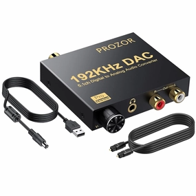 PROZOR 192kHz Digital to Analog Audio Converter Support Dolby AC-3 DTS 5.1CH with Volume Adjustable, Optical to L/R DAC Decoder, Digital DAC Converter SPDIF TOSLINK to Stereo L/R & 3.5mm Jack DAC,USB audio converter,digital to analog converter,