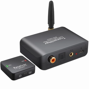 PROZOR 2.4Ghz Wireless Audio Transmitter Receiver for TV Support Optical Coaxial 3.5mm Input 96kHz/24bit Digital Audio Adapter with Low Latency 165ft Long Range wireless audio bridge,Bluetooth transmitter,WiFi audio link,
