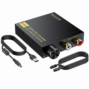 PROZOR DAC Converter 192Khz Digital to Analog Audio Decoder with Volume Control Support 5.1CH DTS Dolly-AC3 Coaxial SPDIF Toslink Optical to RCA Adapter for HDTV Blu-ray DVD PS3 Home Cinema System DAC,USB audio converter,digital to analog converter,