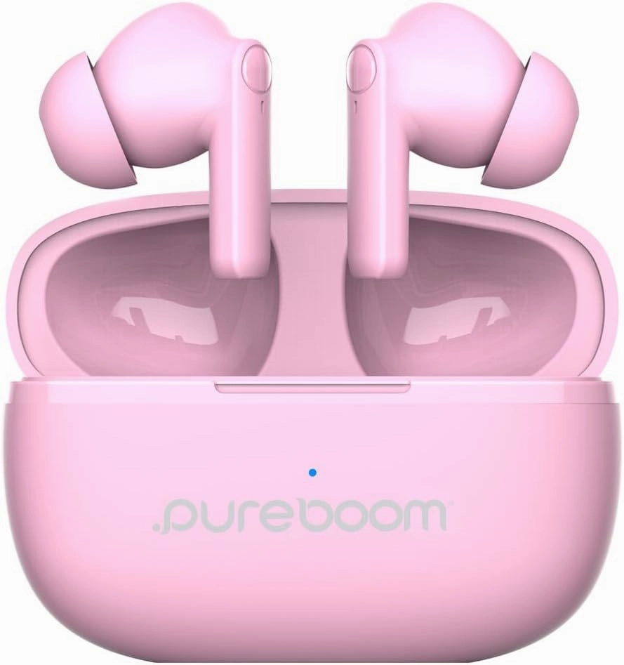 PureGear PureBoom Wireless Earbuds for Enhanced Sound, Touch Control Stereo Headphones in Ear Built-in Mic for iPhone/Android Phones/TV/Laptops, More Devices (Pink) Lifetime Replacement Coverage TWS earbuds,compact wireless buds,Bluetooth ear tips,