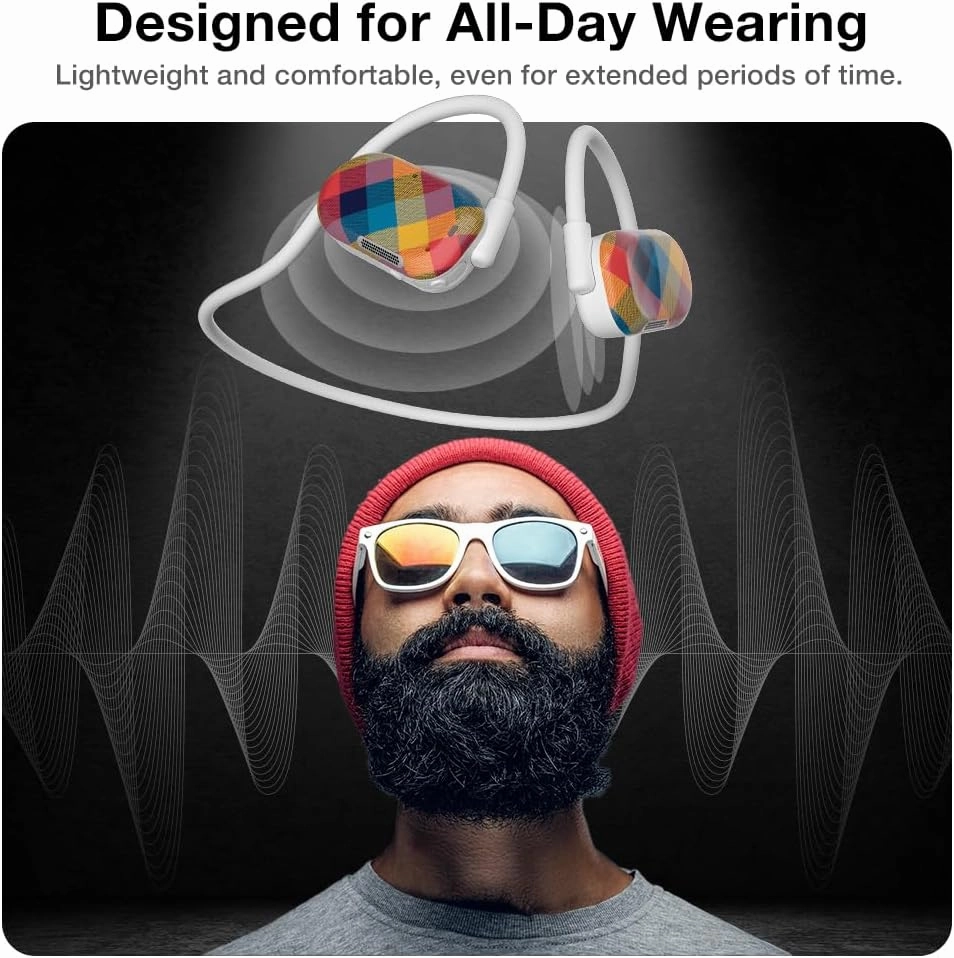 Purity Air Open Ear Headphones - True Air Conduction Wireless Bluetooth Open Ear Earbuds with Dual Mic for iPhone/Android - Secured Long Wearing Comfort, Sports Sweat Resistant (ACPCS151)