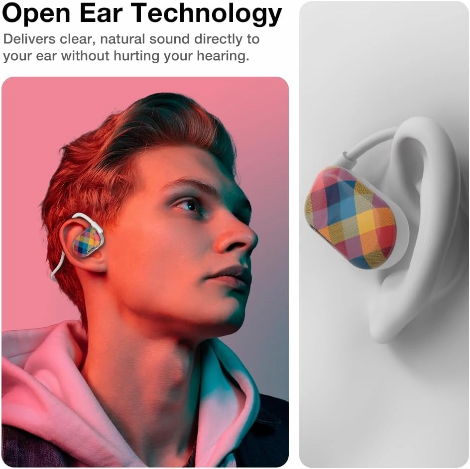 Purity Air Open Ear Headphones - True Air Conduction Wireless Bluetooth Open Ear Earbuds with Dual Mic for iPhone/Android - Secured Long Wearing Comfort, Sports Sweat Resistant (ACPCS151)