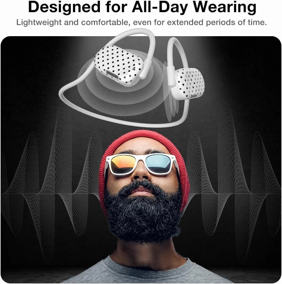 Purity Air Open Ear Headphones - True Air Conduction Wireless Bluetooth Open Ear Earbuds with Dual Mic for iPhone/Android - Secured Long Wearing Comfort, Sports Sweat Resistant (Black dots)