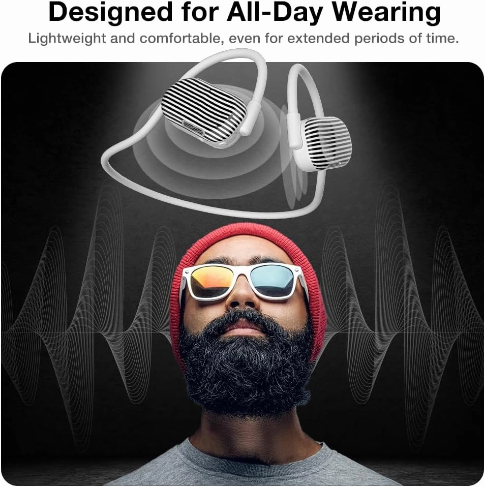Purity Air Open Ear Headphones - True Air Conduction Wireless Bluetooth Open Ear Earbuds with Dual Mic for iPhone/Android - Secured Long Wearing Comfort, Sports Sweat Resistant (BWS144)