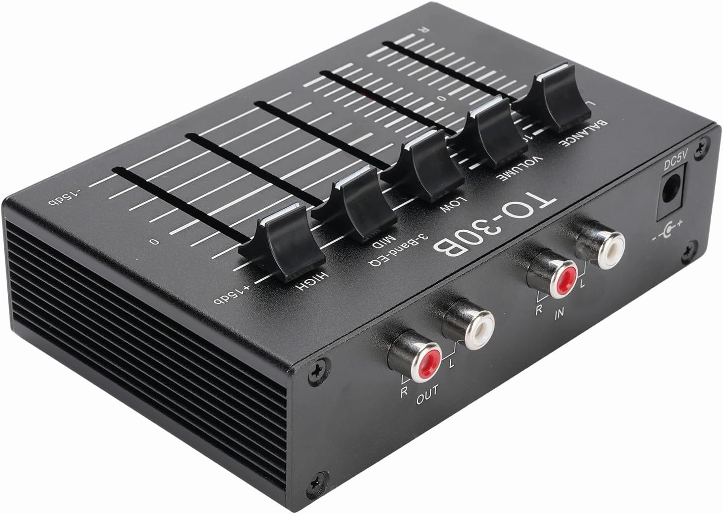 PUSOKEI Phono Preamp - 3 Band Sound Equalizer, EQ 2 Channel Digital Audio Equalizer, 12dB High Mid Low Tone Adjustment, Balanced Volume Control, Stereo Sound Input/Output, DC 5V balanced output player,audiophile player,hi-res digital player,