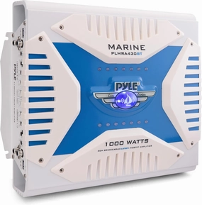 Pyle 1000W Bluetooth Marine Amplifier Receiver - Waterproof 4-Channel Bridgeable Audio Amp with Dual MOSFET Power Supply - GAIN Level Controls - LED Indicator - IP-01 Marine Grade - PLMRA430BT wireless audio bridge,Bluetooth transmitter,WiFi audio link,