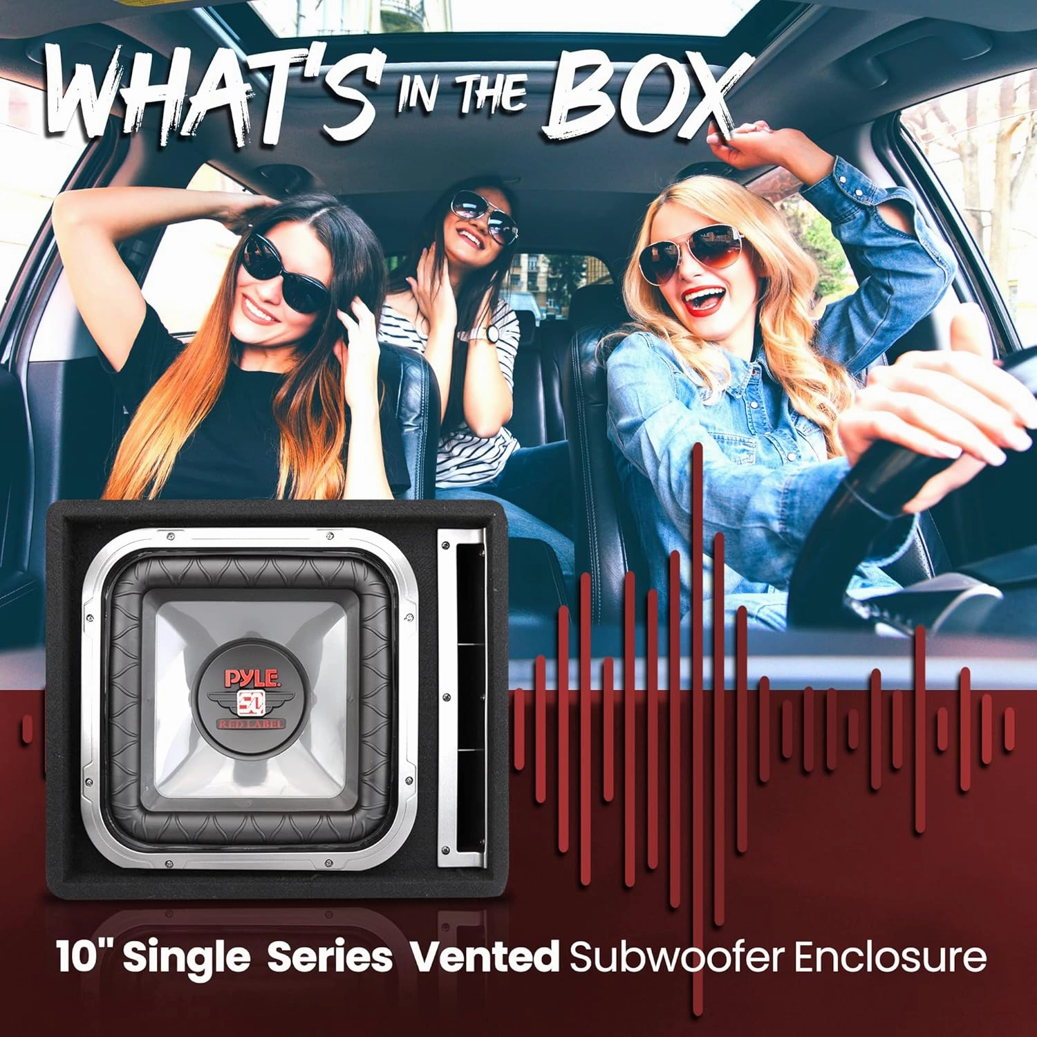 Pyle 10'' Single Series Vented Subwoofer Enclosure - High Powered Woofers with a Non-Pressed Paper Cone, Rear Vented Design with Santoprene Surround - PLSQ10BS,Black