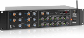 Pyle 12 Channel Power Amplifier w Bluetooth Wireless- 600W Max Power Rack Mount Amplifier with Multi-Zone Sound MixerRCA, USB and AUX inputs-Great for Restaurant, Theater, Studio or Stage- PT12050CH integrated amplifier,stereo receiver,hi-fi amp combo,