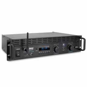 Pyle 2000W 2-Channel Bluetooth 5.0 Power Amplifier - Bridgeable Rack-Mount Pro Audio Receiver with TRS/XLR Input - LCD Display - Cooling Fan - Bridge Mode - 4-8 Ohm Speakers - PTA1000BT integrated amplifier,stereo receiver,hi-fi amp combo,