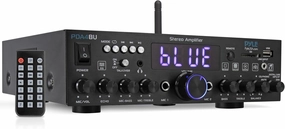 Pyle 200W Wireless Bluetooth Home Stereo Amplifier - Multi-Channel Audio Receiver with Optical - Phono - Coaxial - FM - USB/SD - AUX - RCA - 2 Mic Inputs - Talk-Over - Antenna - Remote - PDA4BU AV receiver,surround receiver,home theater amplifier,