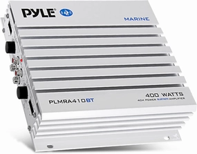 Pyle 2.1 Bluetooth Marine Amplifier Receiver - Waterproof 4 Channel Wireless Bridgeable Audio Amp for Stereo Speaker with 400W Power Dual MOSFET Supply, GAIN Level & LED Indicator, Black - PLMRA410BT wireless audio bridge,Bluetooth transmitter,WiFi aud