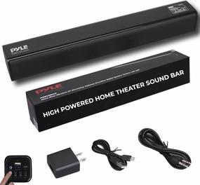 Pyle 2-Channel Tabletop Soundbar Digital Speaker System - Digital Amplifier with DSP Streaming Tabletop Stand Mount TV Digital System with AUX/Optical In/USB In/HDMI (ARC), LED Display soundbar,TV speaker bar,home theater soundbar,