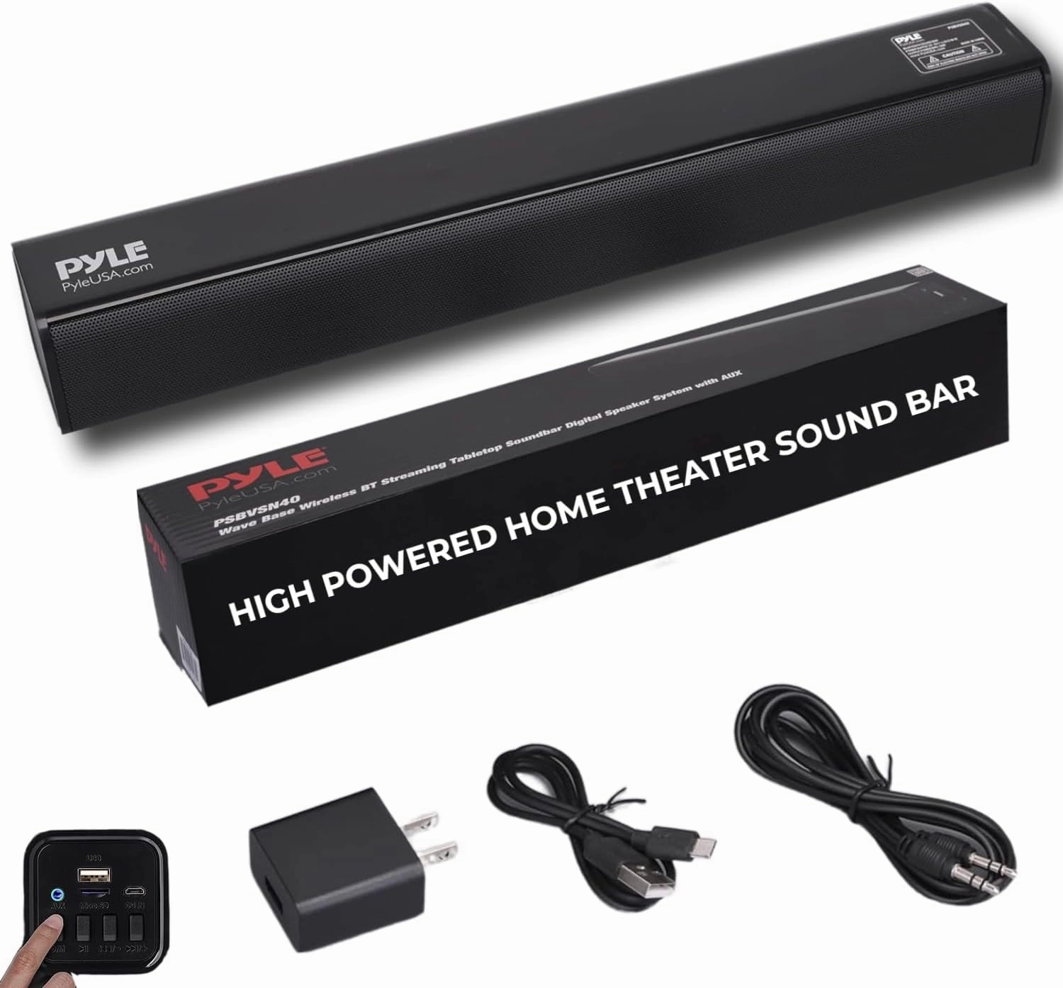 Pyle 2-Channel Tabletop Soundbar Digital Speaker System - Digital Amplifier with DSP Streaming Tabletop Stand Mount TV Digital System with AUX/Optical In/USB In/HDMI (ARC), LED Display soundbar,TV speaker bar,home theater soundbar,