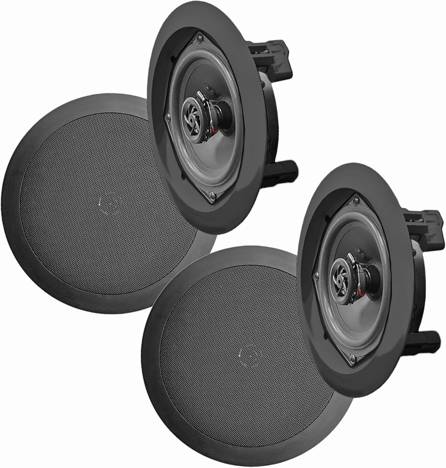 Pyle 2 Pack Dual 6.5 Inch Speaker System, in Wall and in Ceiling Stereo Sound, Black soundbar,TV speaker bar,home theater soundbar,