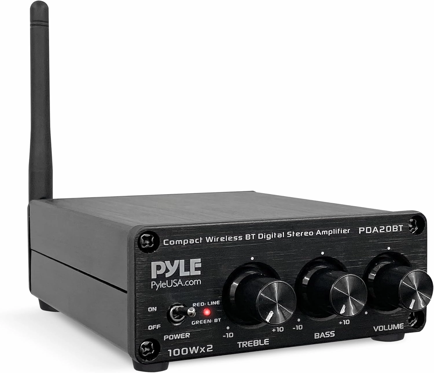 Pyle 2x100W Bluetooth HiFi Mini Audio Amplifier - Class D Stereo Receiver - Aluminum Diecast - for Desktop/PC - Wireless Streaming - Headphone Jack - PDA20BT headphone amplifier,portable amp,desktop headphone amp,