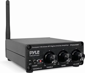 Pyle 2x100W Bluetooth HiFi Mini Audio Amplifier - Class D Stereo Receiver - Aluminum Diecast - for Desktop/PC - Wireless Streaming - Headphone Jack - PDA20BT headphone amplifier,portable amp,desktop headphone amp,