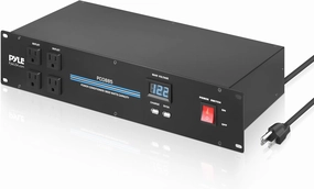 Pyle 3600W 15 Amp PDU Power Strip Surge Protector - 20 Outlet 2U Rack Mount Power Conditioner with Digital Voltage Display - USB Ports - AC Filter - Circuit Breaker - RFI/EMI Protection - PCO885 audio rack,hi-fi component stand,media shelf,