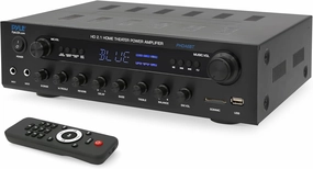 Pyle 400W Stereo Amplifier Receiver - BT Home Audio Amplifier with USB/SD Readers, FM Radio, 3.5mm Aux, Phono, Optical & Coaxial Inputs, LED Display, Mic Inputs, Built-in 2 in 1 HDMI Switch AV receiver,surround receiver,home theater amplifier,
