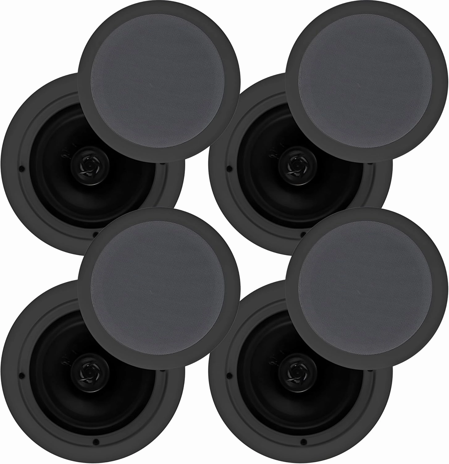 Pyle 4 Pair Speakers, 200W 6.5" Flush Mount in Wall/in Ceiling Speakers with Spring-Loaded Terminals, PDIC Series, Black soundbar,TV speaker bar,home theater soundbar,
