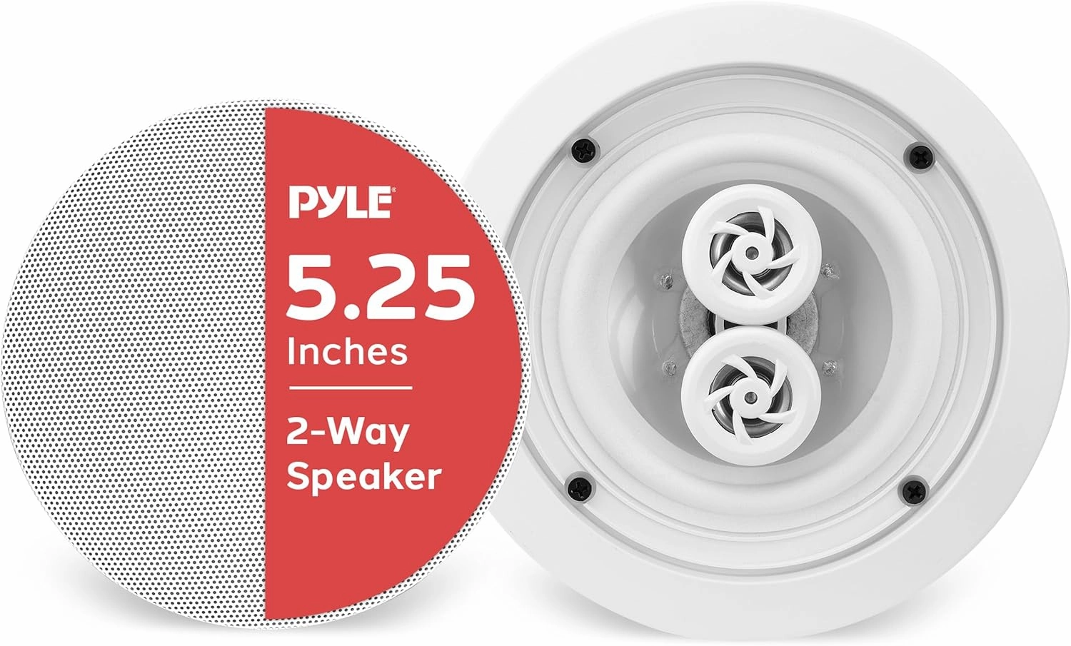 Pyle 5.25" Ceiling Wall Mount Speakers - 2-Way Weatherproof Full Range Woofer Speaker System Flush Design w/ 65Hz-22kHz Frequency Response 200 Watts Peak & Template for Easy Installation - PWRC52 soundbar,TV speaker bar,home theater soundbar,