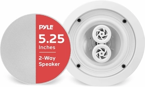 Pyle 5.25" Ceiling Wall Mount Speakers - 2-Way Weatherproof Full Range Woofer Speaker System Flush Design w/ 65Hz-22kHz Frequency Response 200 Watts Peak & Template for Easy Installation - PWRC52 soundbar,TV speaker bar,home theater soundbar,