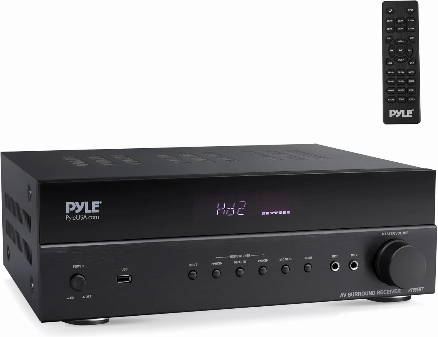 Pyle 5.2 Channel Hi-Fi Home Theater Receiver - 1000W MAX Wireless BT Surround Sound Stereo Amplifier System with 4k Ultra HD Support, MP3/USB/DAC, Ideal for Immersive Home Audio Experience - PT865BT AV receiver,surround receiver,home theater amplifier,