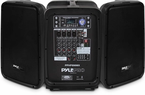 Pyle 600 Watt 8-Channel Portable Bluetooth Wireless PA Speaker Amplifier Kit with 8" Subwoofer and 1" Horn Tweeter, MP3, AUX - USB Xlr 1/4" RCA, Black integrated amplifier,stereo receiver,hi-fi amp combo,