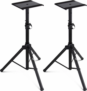 Pyle Adjustable Speaker Stand Pair  Dual Studio Monitor Tripod with Metal Base, Anti-Slip Speaker Pads, Height Adjustment from 34 to 53  Ideal for Home, Studio, and DJ Use, 90 lbs Weight Capacity studio monitors,nearfield speakers,mixing reference monitors