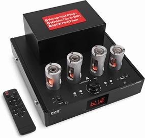 Pyle Bluetooth Amplifier Receiver with 4 Vacuum Tubes - 500W High-Fidelity Home Audio Stereo System with, USB Reader, CD/DVD Inputs, Subwoofer Output, Built-in Cooling Fan integrated amplifier,stereo receiver,hi-fi amp combo,