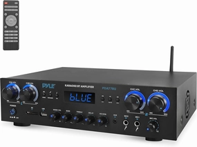Pyle Bluetooth Home Audio Theater Amplifier Stereo Receiver- 4 Channel, 800 Watt Sound System w/ MP3,USB,SD,AUX,RCA,FM,MIC, Headphone, Reverb Delay, LED Vol, for Home/Studio/Theater Speakers- PDA77BU integrated amplifier,stereo receiver,hi-fi amp combo,