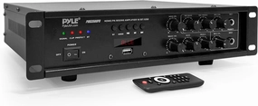 Pyle Bluetooth Home PA Mixing Amplifier - 500W Home Audio Rack Mount Stereo Power Amplifier Receiver w/FM Radio, Digital LED Display, USB/AUX/Mic, Optical/Coaxial, AC-3, 70V/100V Output - PMX3500PH integrated amplifier,stereo receiver,hi-fi amp combo,
