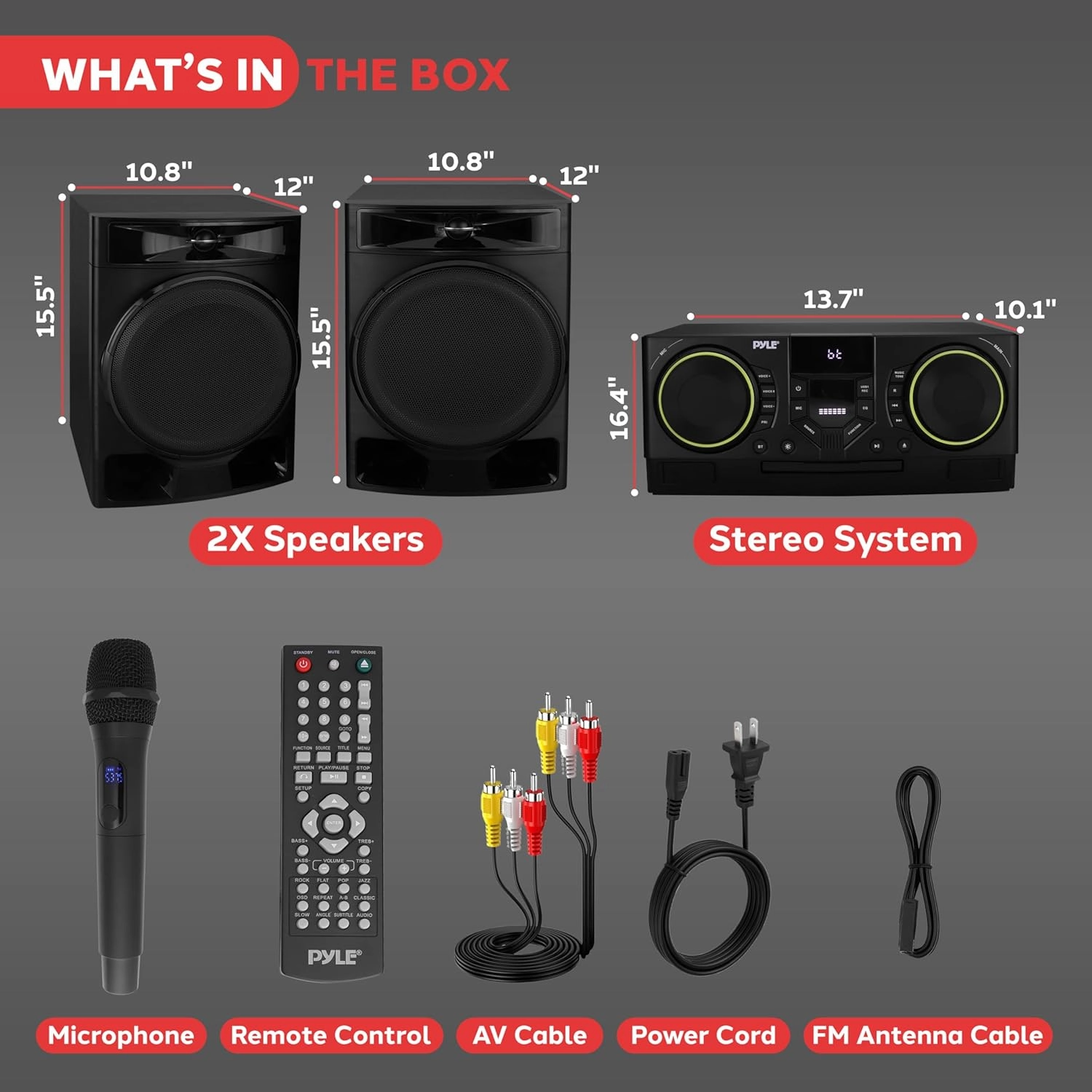 Pyle CD Stereo System with Bluetooth, MP3/DVD/CD Playback, Dual USB Recording CD Player with Speakers, Black Mini Stereo System with Subwoofer, FB Radio, 160W Digital Amplifier & Remote Control