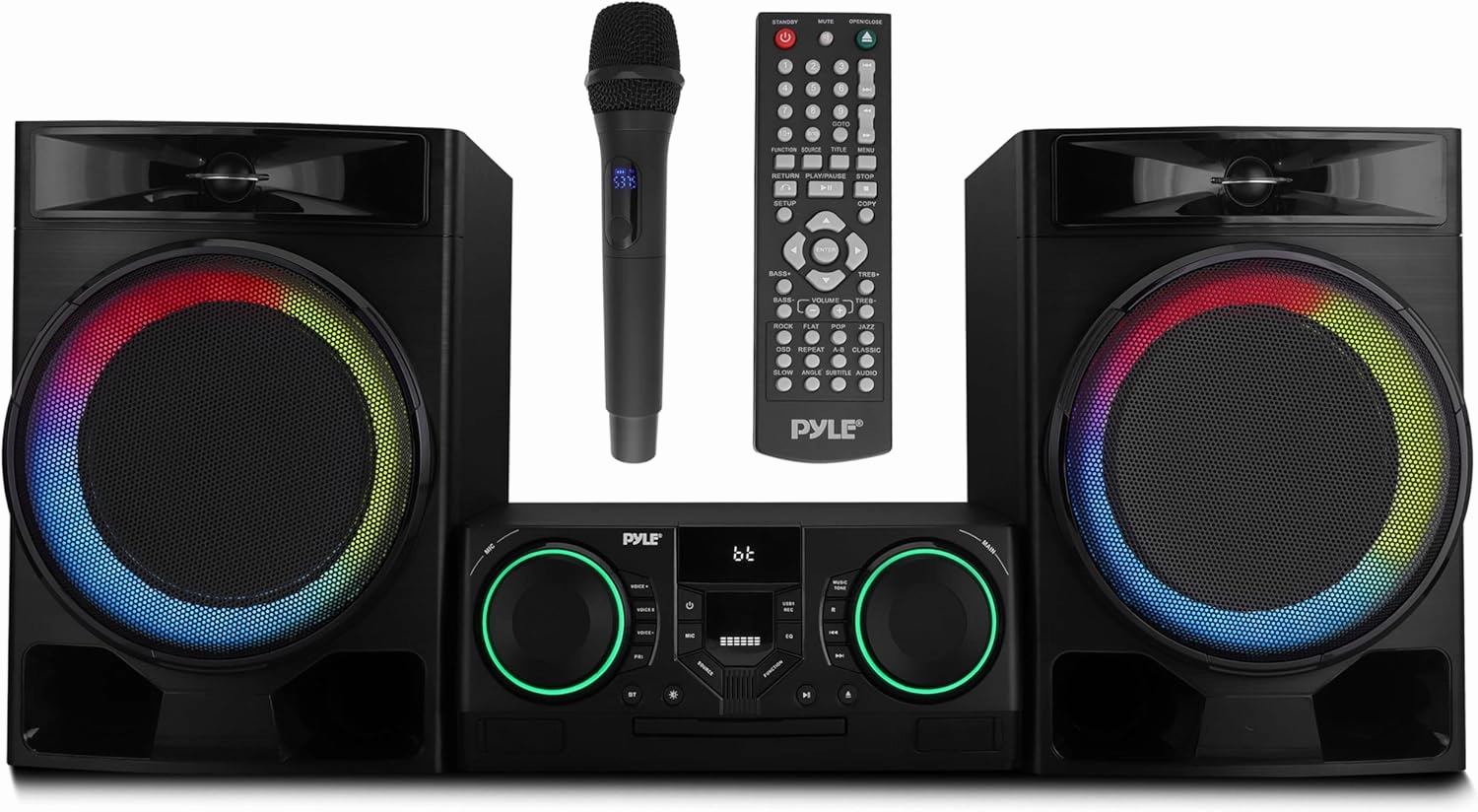 Pyle CD Stereo System with Bluetooth, MP3/DVD/CD Playback, Dual USB Recording CD Player with Speakers, Black Mini Stereo System with Subwoofer, FB Radio, 160W Digital Amplifier & Remote Control balanced output player,audiophile player,hi-res digital pl