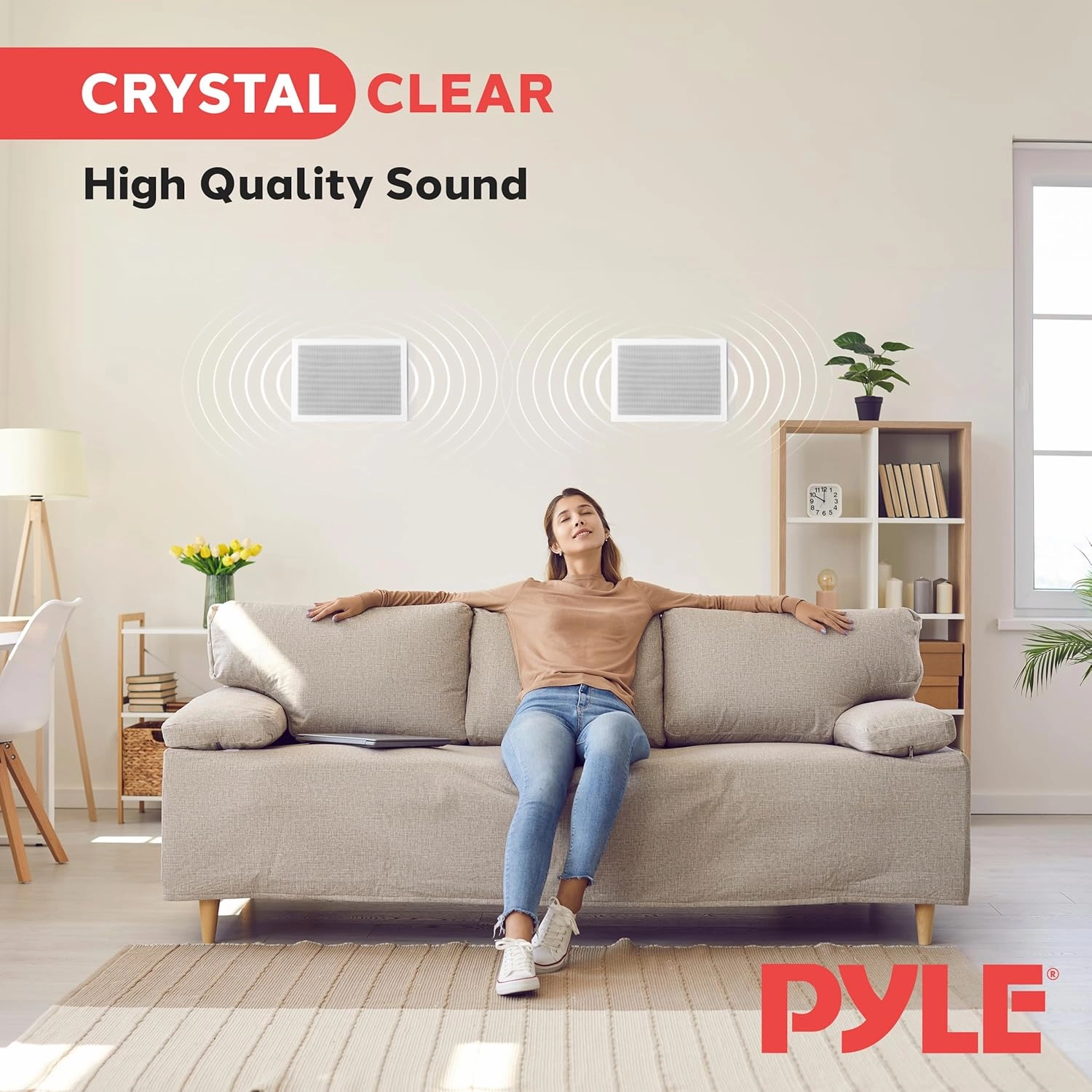 Pyle Ceiling Wall Mount Enclosed Speaker - 400 Watt Stereo In-wall / In-ceiling 8" Enclosed Full Range Deep Bass Speaker System - 50Hz-20kHz Frequency Response, 4-8 Ohm, Flush Mount - PDIW87 White