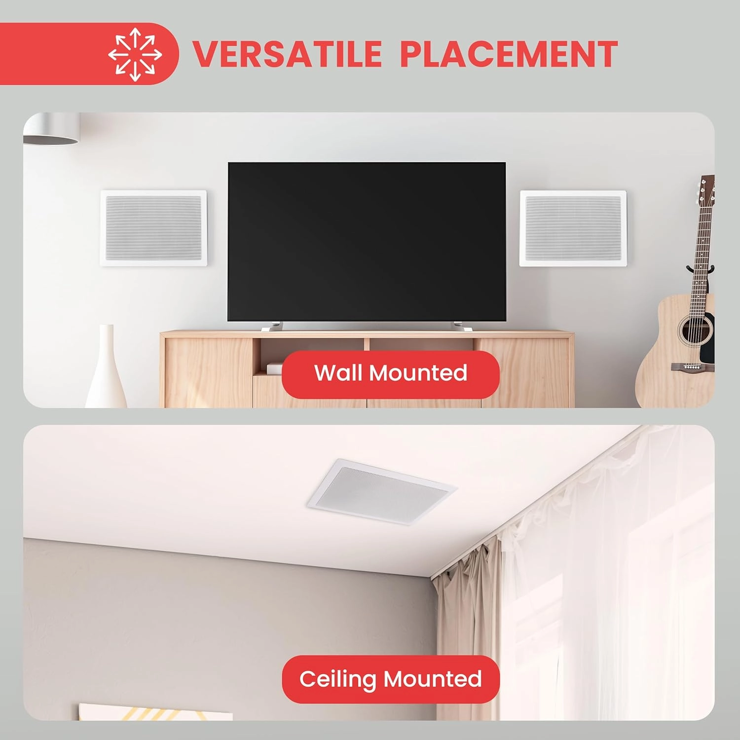 Pyle Ceiling Wall Mount Enclosed Speaker - 400 Watt Stereo In-wall / In-ceiling 8" Enclosed Full Range Deep Bass Speaker System - 50Hz-20kHz Frequency Response, 4-8 Ohm, Flush Mount - PDIW87 White