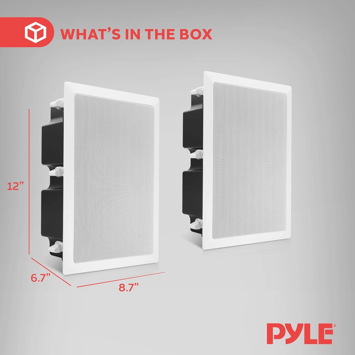 Pyle Ceiling Wall Mount Enclosed Speaker - 400 Watt Stereo In-wall / In-ceiling 8" Enclosed Full Range Deep Bass Speaker System - 50Hz-20kHz Frequency Response, 4-8 Ohm, Flush Mount - PDIW87 White